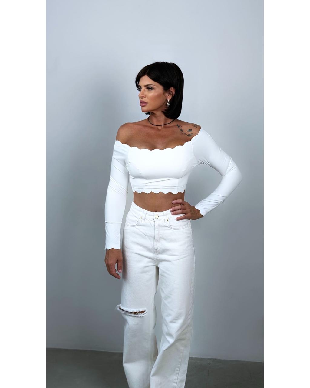 Long sleeve Wave White