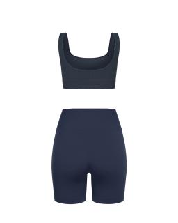 Set Blue GraphiteShort Shorts Top Ribbed