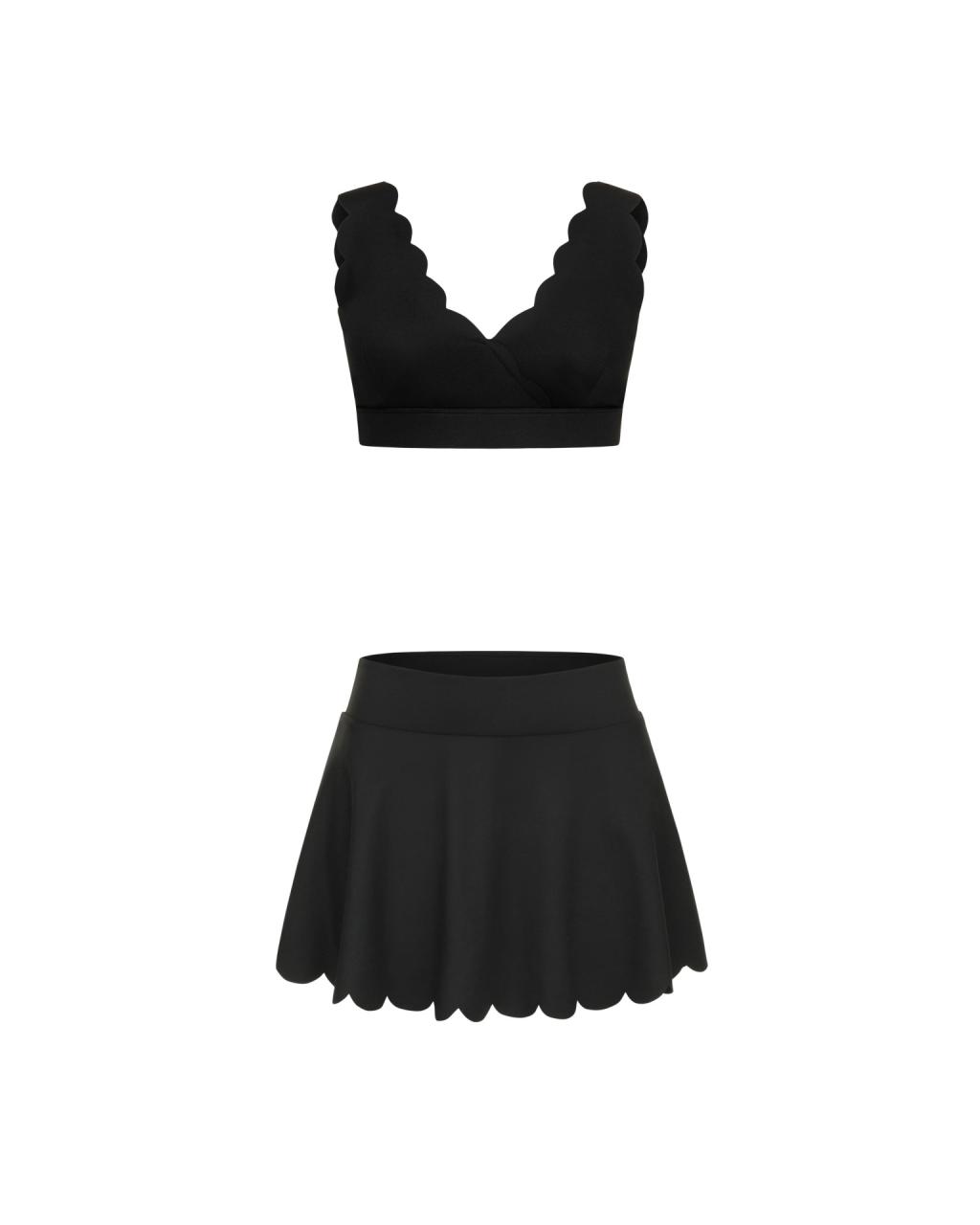 Set Wave Skirt V-neck Black