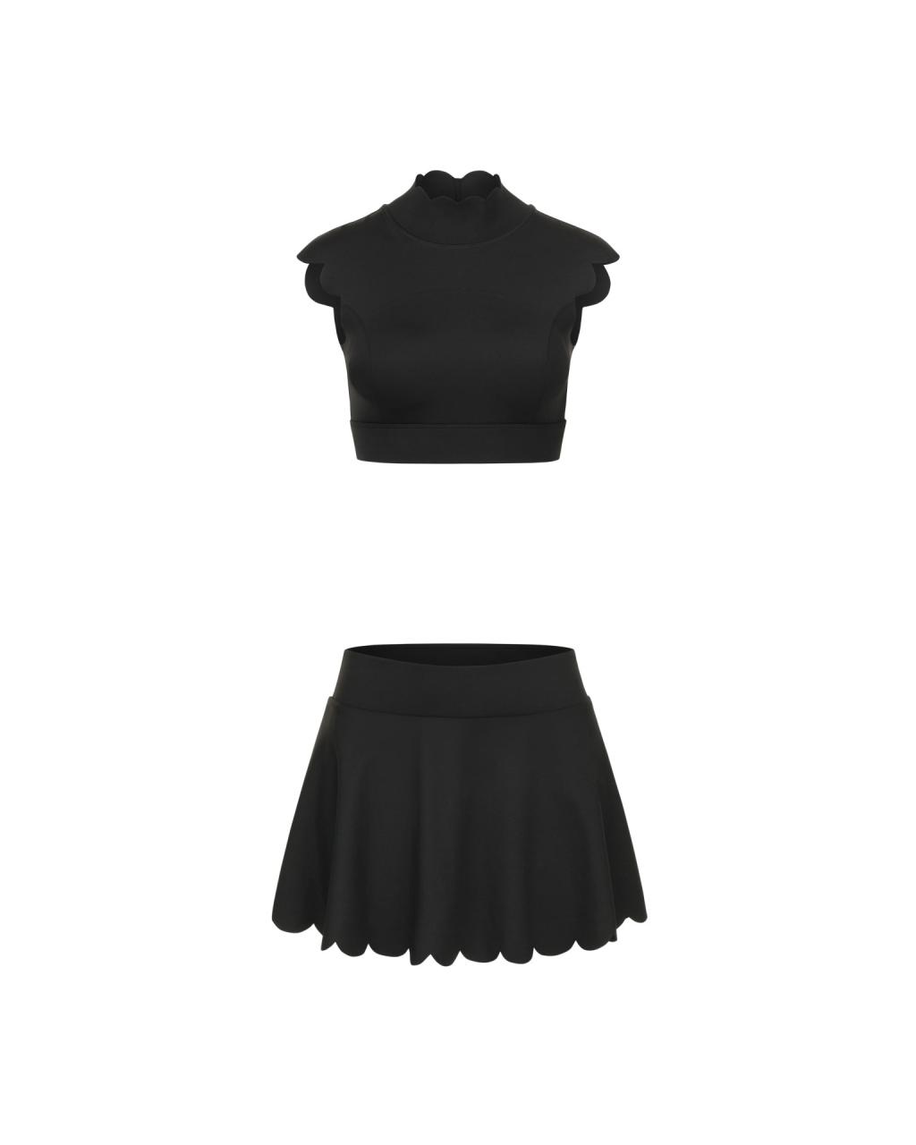 Set Wave Skirt Backless Black
