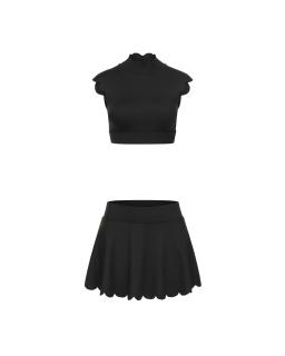 Set Wave Skirt Backless Black
