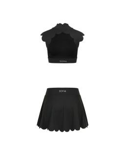 Set Wave Skirt Backless Black