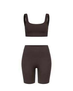 Set Chocolate Shorts Top Ribbed