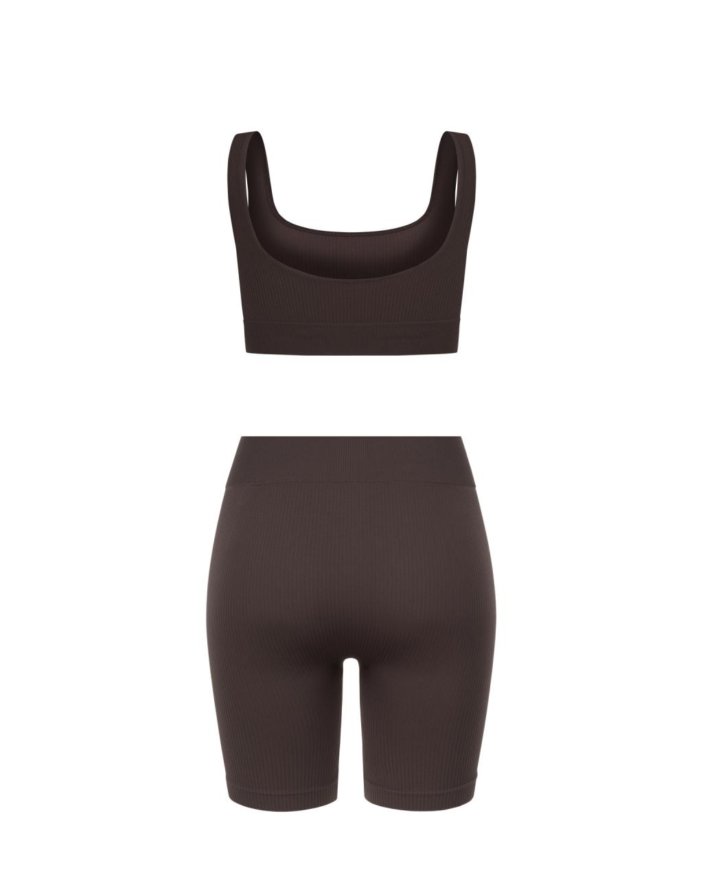 Set Chocolate Shorts Top Ribbed