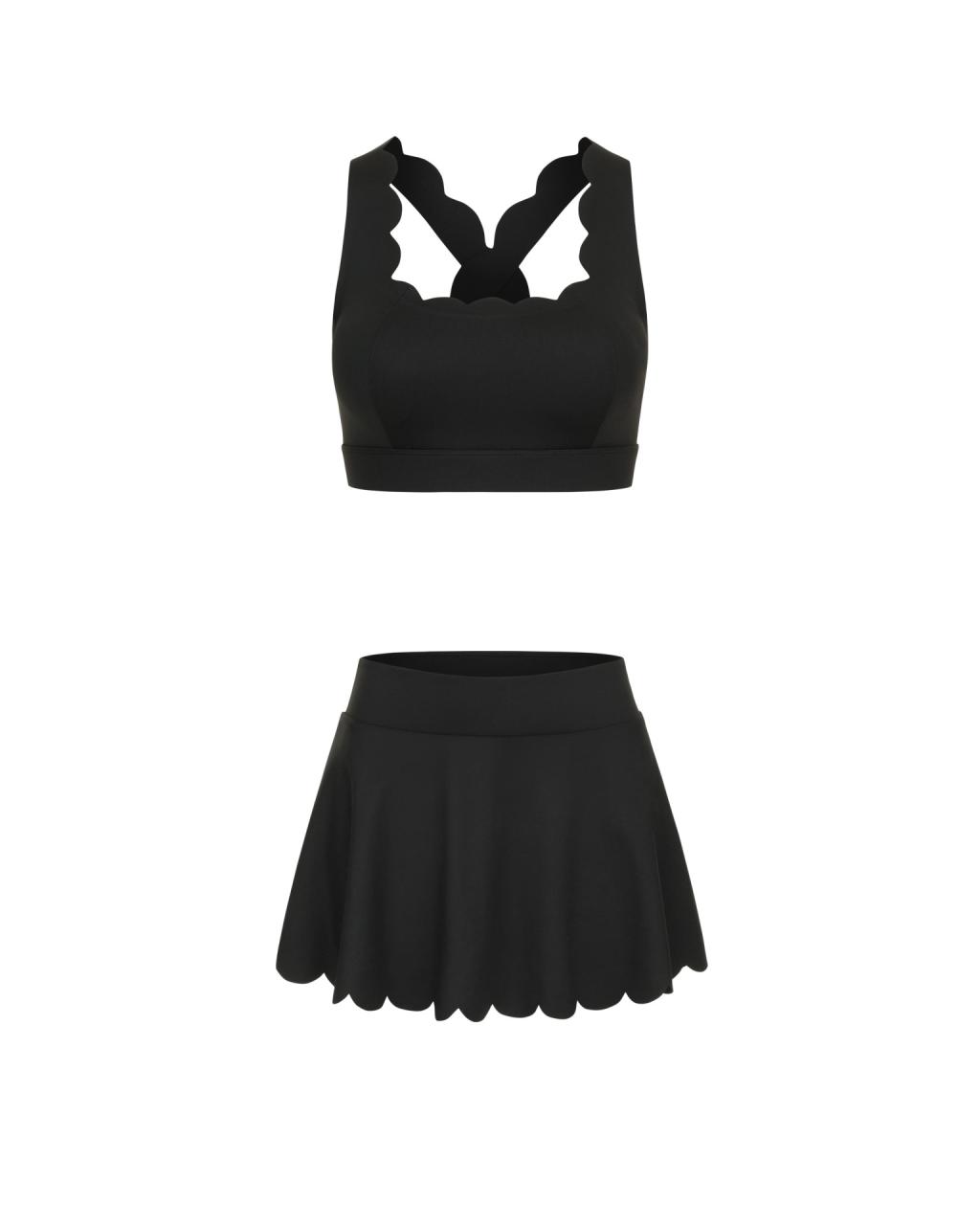 Комплект Wave Skirt Cross Back Black